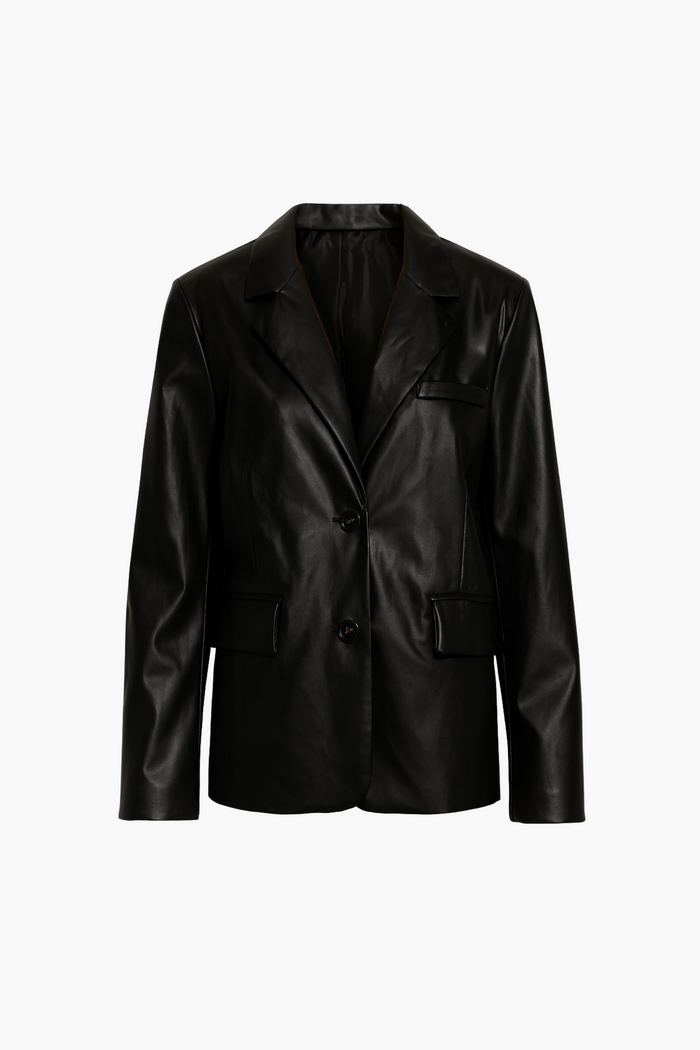 Hailey Vegan Leather Blazer - honey
