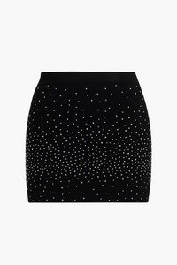 After Party Mesh Rhinestone Mini Skirt - honey