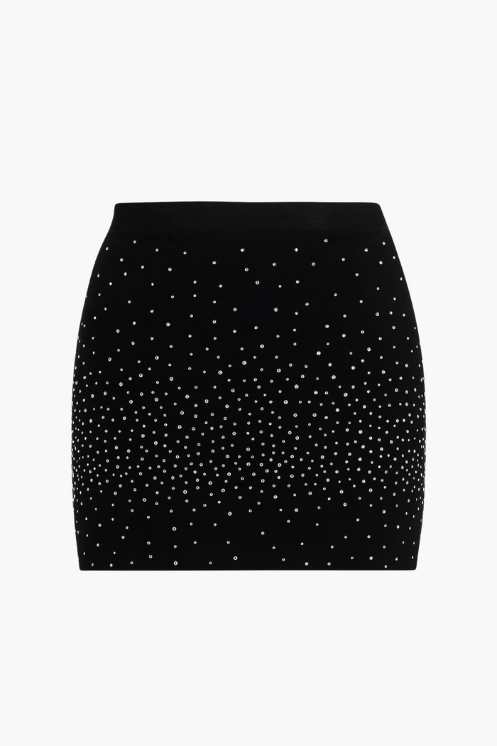 After Party Mesh Rhinestone Mini Skirt - honey