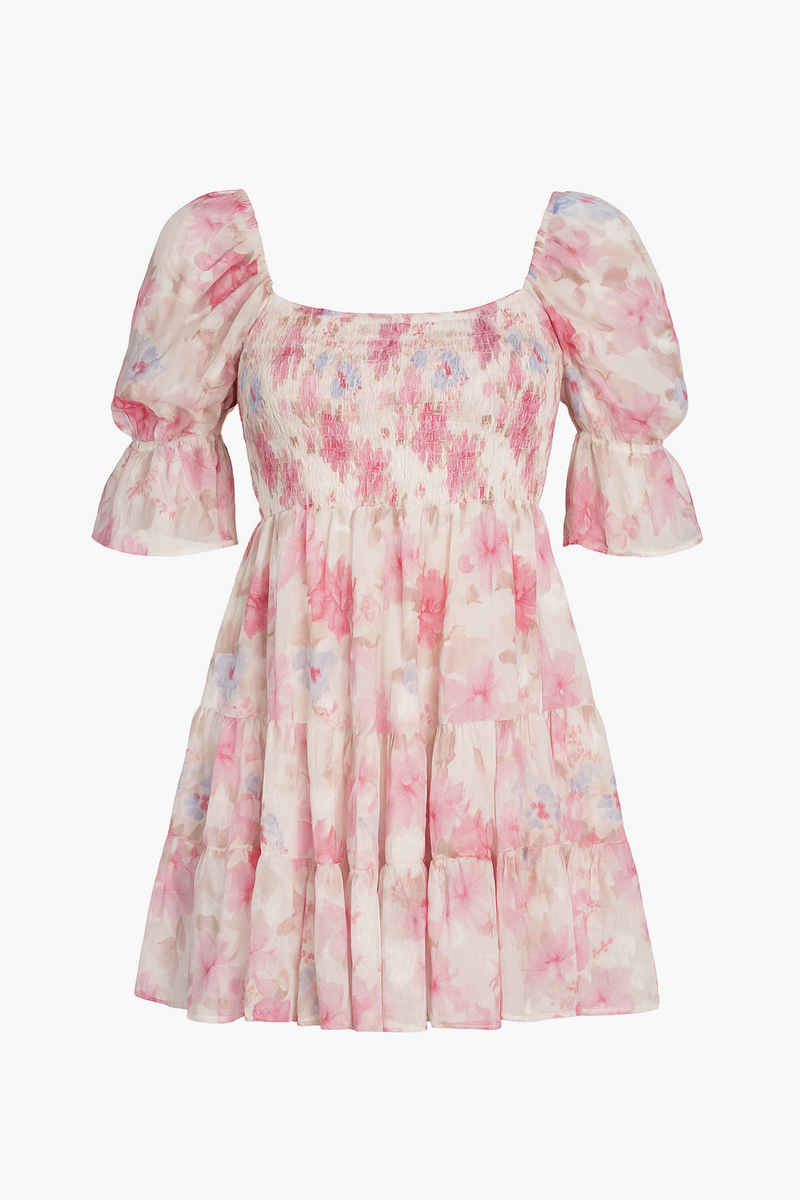 Gia Floral Mini Dress - honey