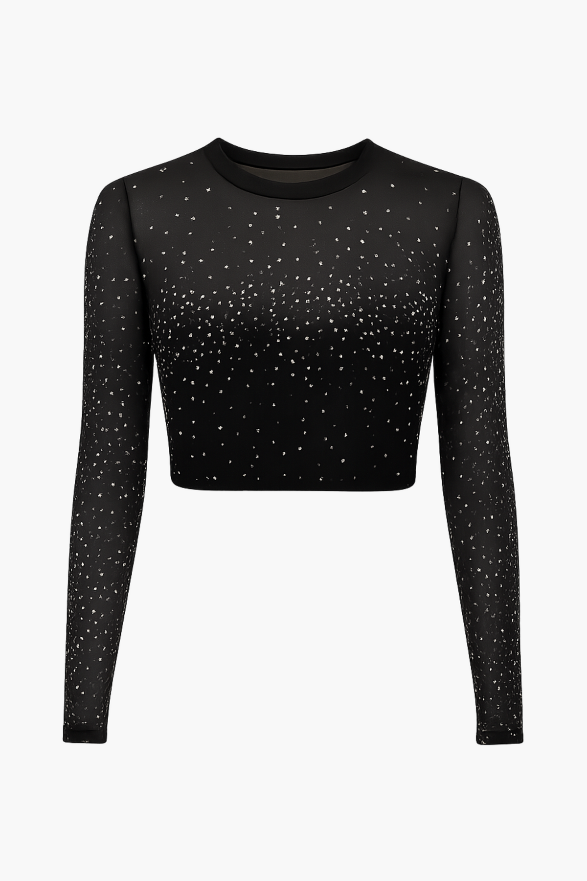 Fame Rhinestone Mesh Long Sleeve Top - honey