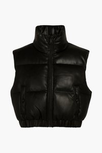 Francesca Vegan Leather Puffer Vest - honey