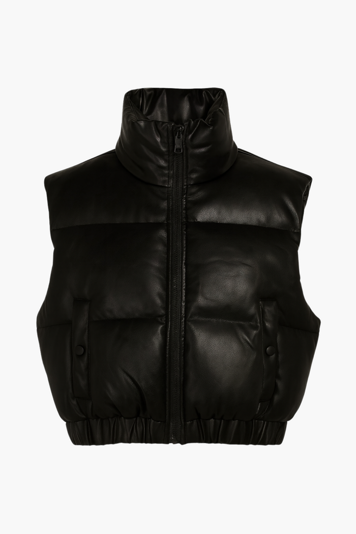 Francesca Vegan Leather Puffer Vest - honey