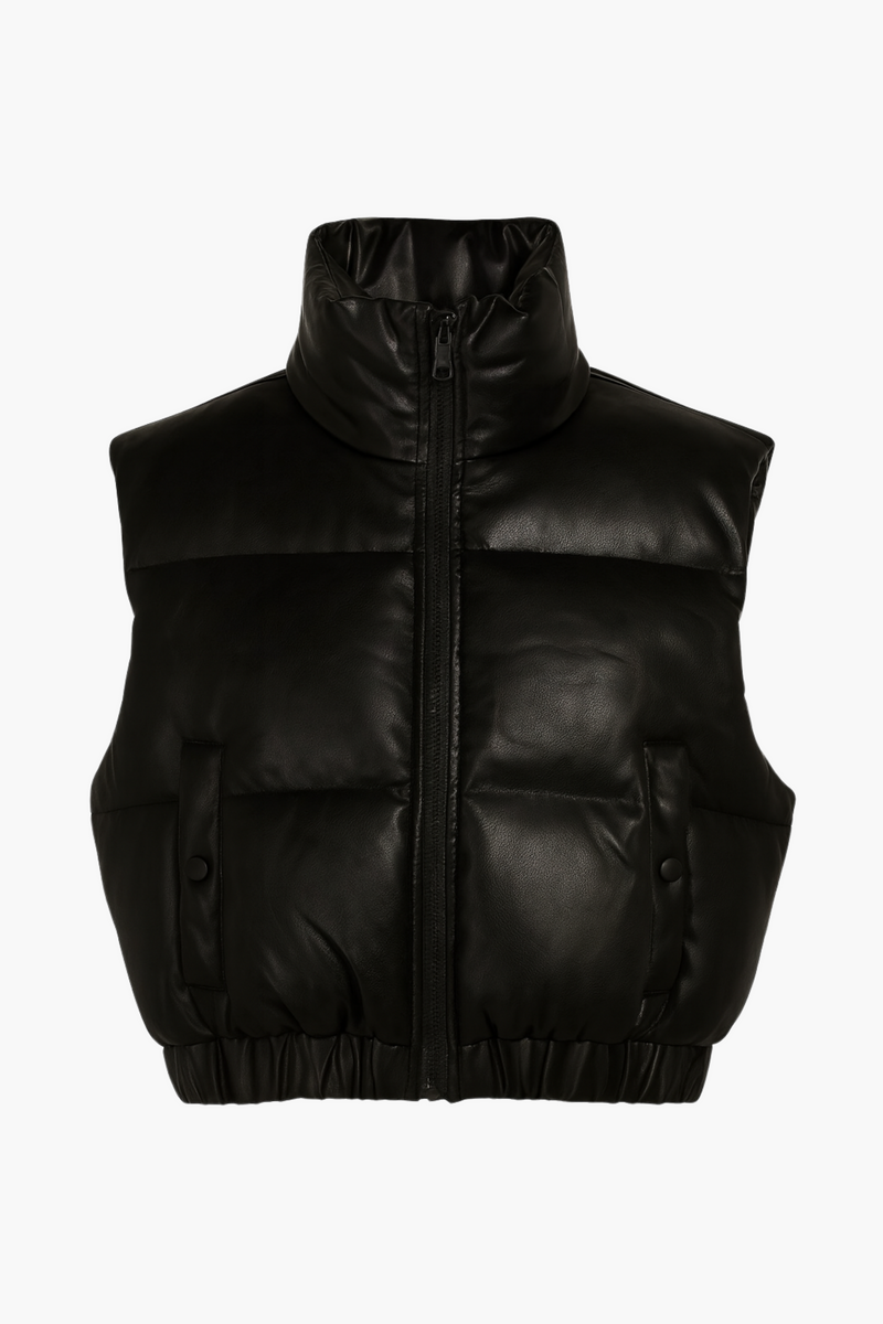 Francesca Vegan Leather Puffer Vest - honey