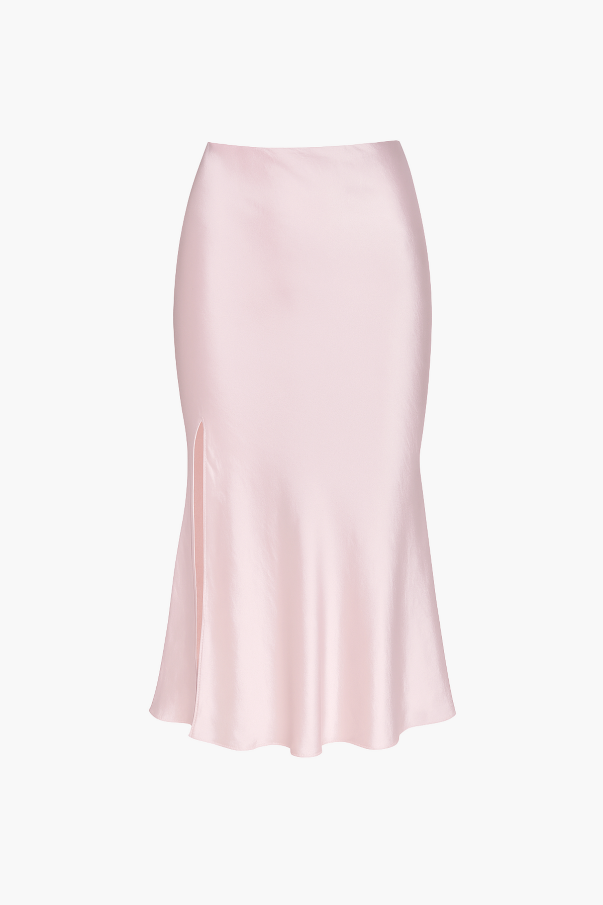 Gianina Side Slit Satin Midi Slip Skirt - honey