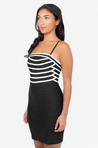 Vallie Striped Bandage Mini Dress