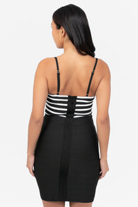 Vallie Striped Bandage Mini Dress