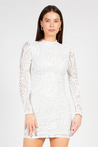 Valerie Mock Neck Sequin Mini Dress