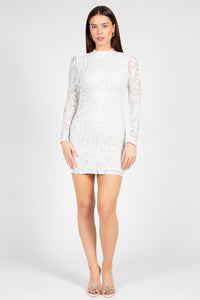 Valerie Mock Neck Sequin Mini Dress