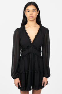 Mackenzie Ruffle Trim Mini Dress - honey