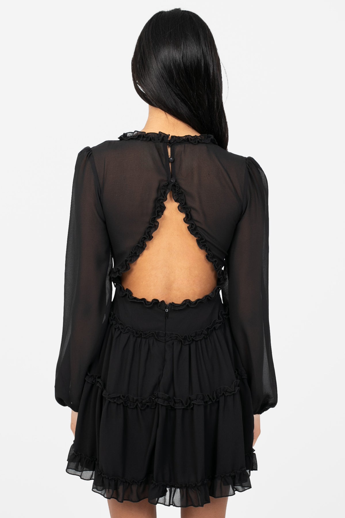 Mackenzie Ruffle Trim Mini Dress - honey