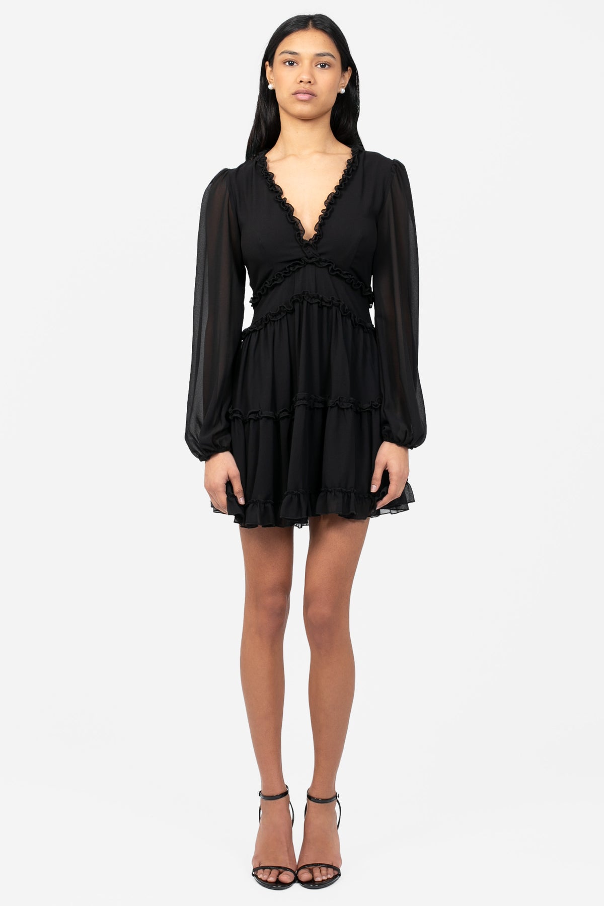 Mackenzie Ruffle Trim Mini Dress - honey