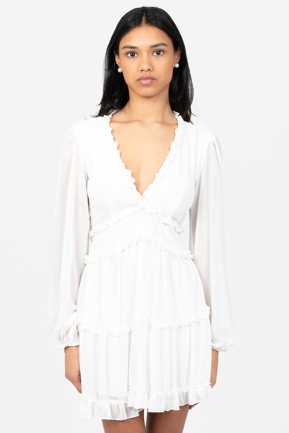 Mackenzie Ruffle Trim Mini Dress - honey