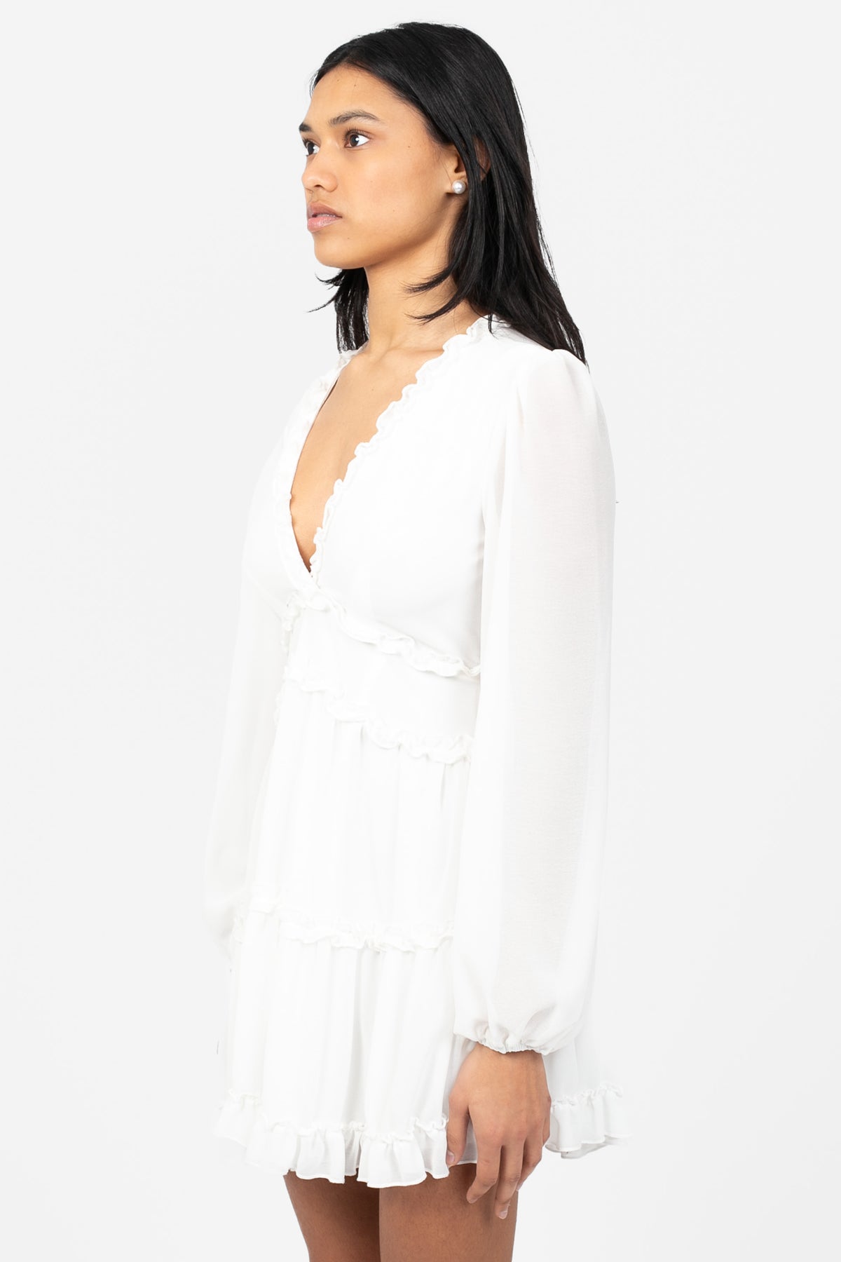 Mackenzie Ruffle Trim Mini Dress - honey