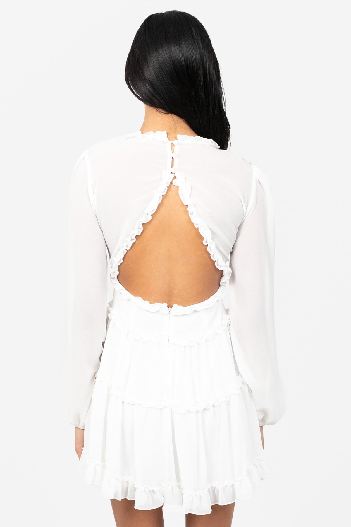 Mackenzie Ruffle Trim Mini Dress - honey