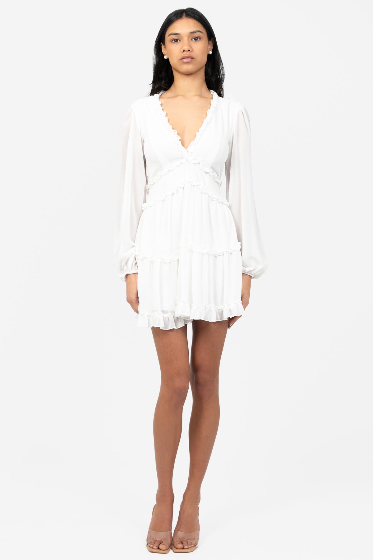Mackenzie Ruffle Trim Mini Dress - honey