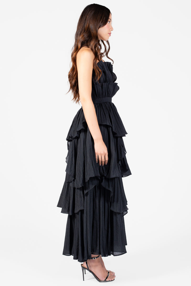 Margaret Ruffle Tiered Maxi Dress - honey