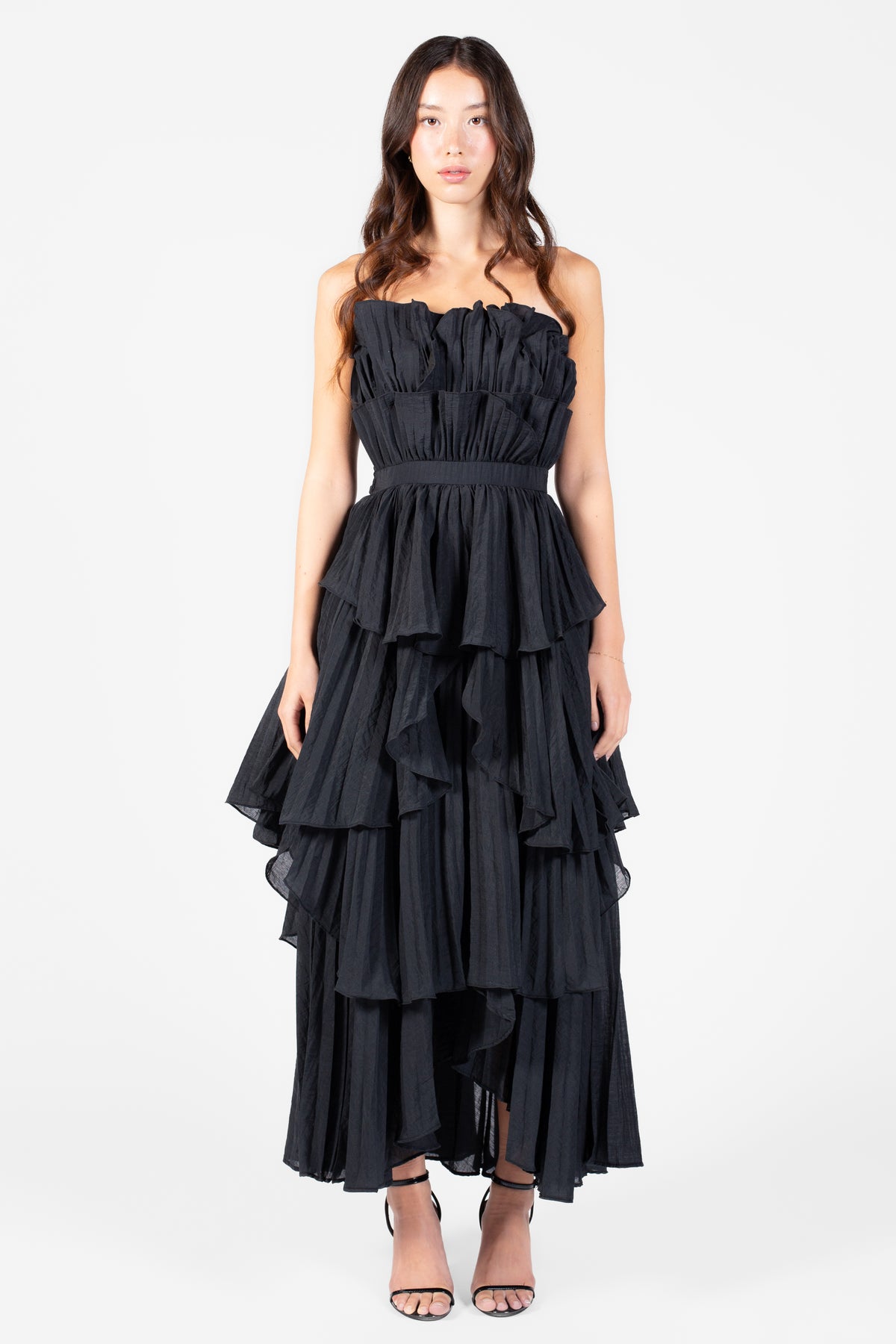 Margaret Ruffle Tiered Maxi Dress - honey