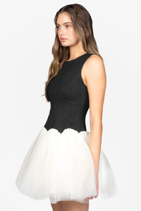 Claudette Ponte Tulle Mini Dress - honey