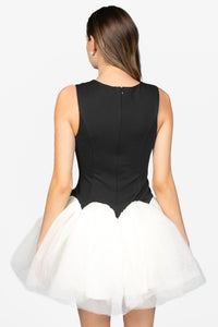 Claudette Ponte Tulle Mini Dress - honey