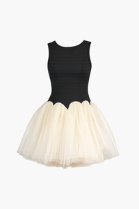 Claudette Ponte Tulle Mini Dress - honey