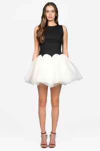 Claudette Ponte Tulle Mini Dress - honey