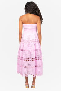 Mia Strapless Eyelet Midi Dress