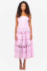 Mia Strapless Eyelet Midi Dress