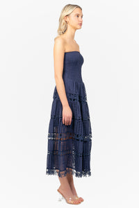 Mia Strapless Eyelet Midi Dress