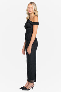 Vanessa Ruched Bodycon Maxi Dress - honey