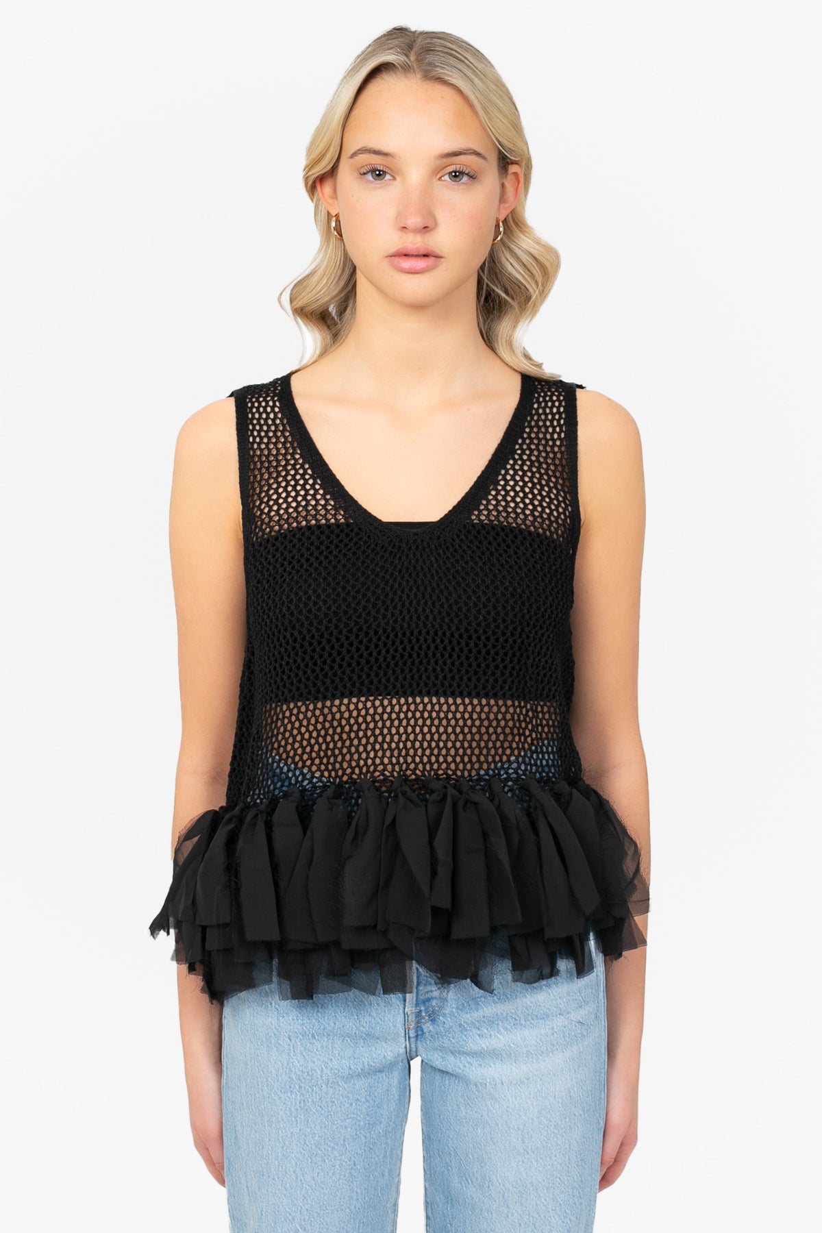 Jules Crochet Chiffon Fringe Top