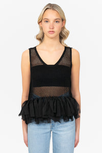 Jules Crochet Chiffon Fringe Top