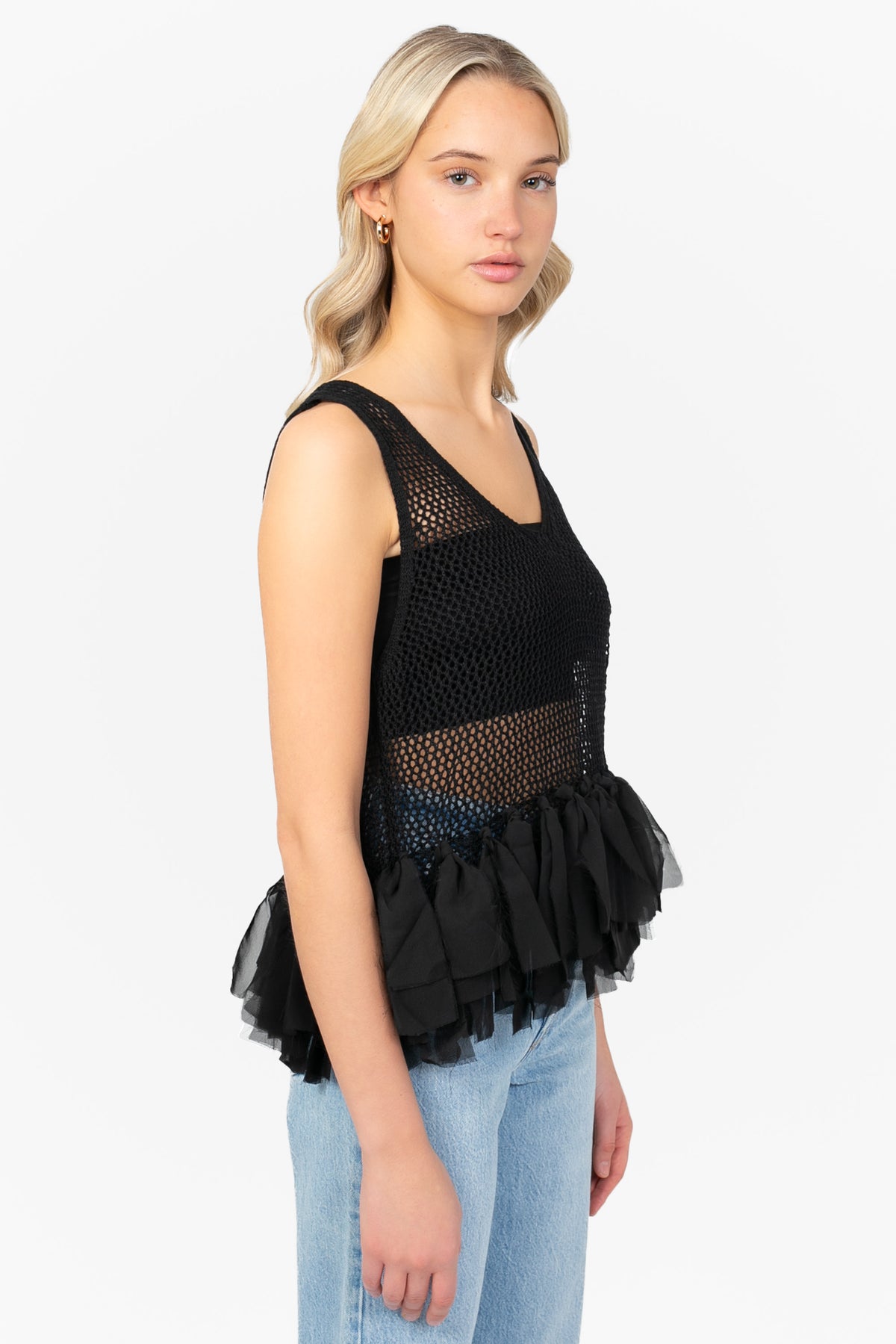 Jules Crochet Chiffon Fringe Top