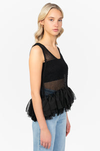 Jules Crochet Chiffon Fringe Top