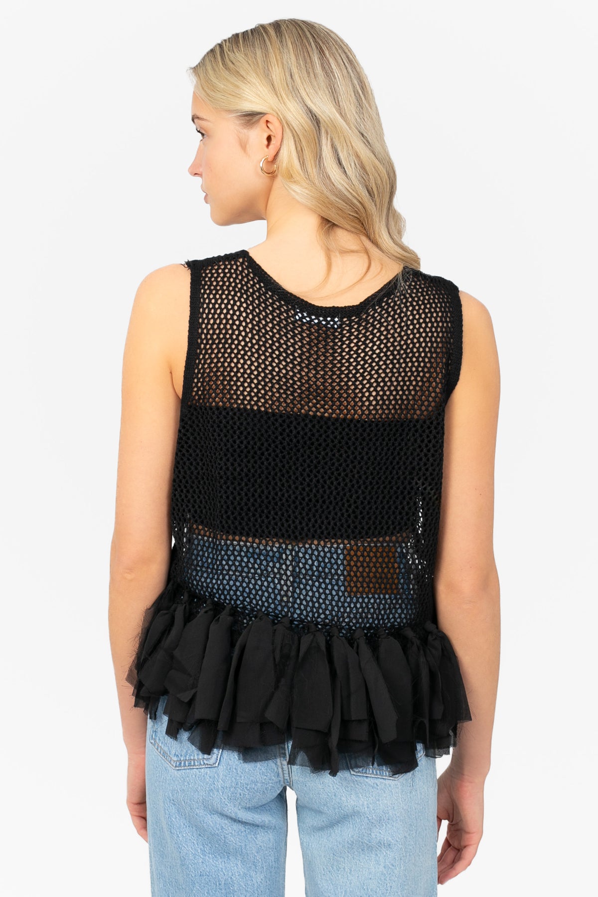 Jules Crochet Chiffon Fringe Top
