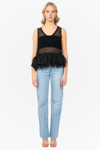 Jules Crochet Chiffon Fringe Top