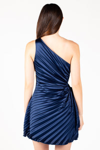 Midnights Pleated Hi Lo Mini Dress - honey