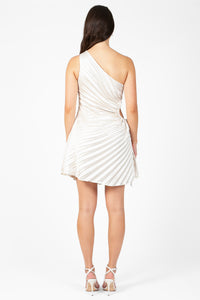 Midnights Pleated Hi Lo Mini Dress - honey