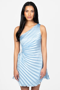 Midnights Pleated Hi Lo Mini Dress - honey