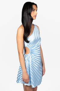 Midnights Pleated Hi Lo Mini Dress - honey