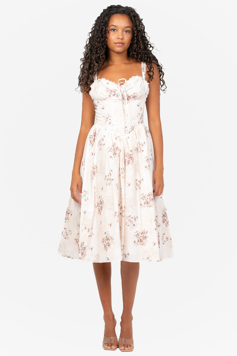 Adeline Floral Corset Midi Dress