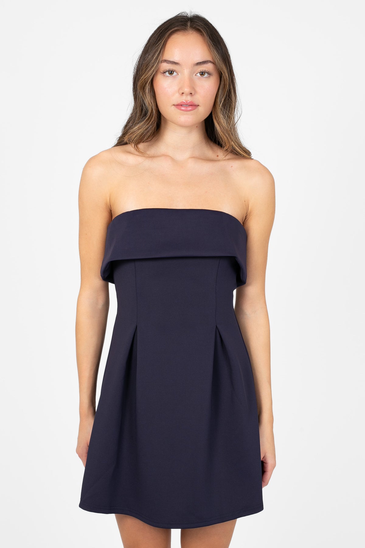 Giselle Strapless Pleated Mini Dress - honey