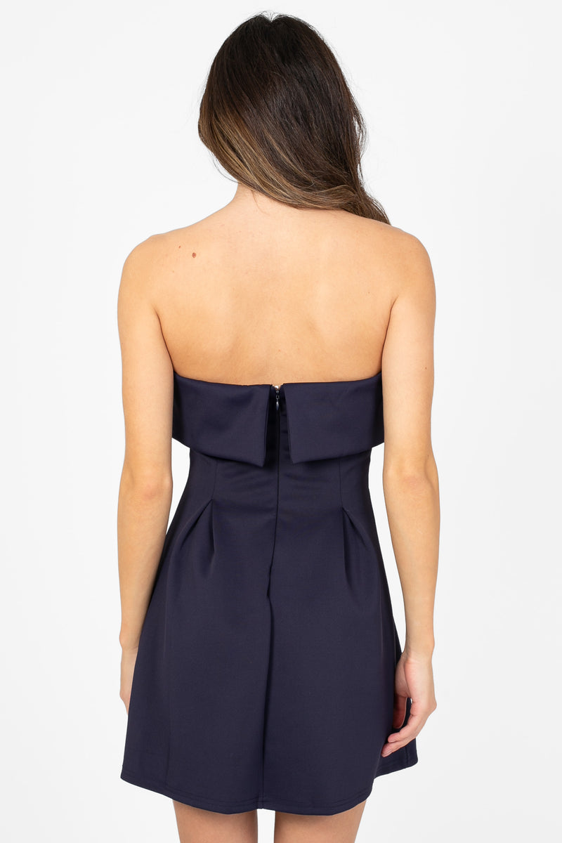 Giselle Strapless Pleated Mini Dress - honey