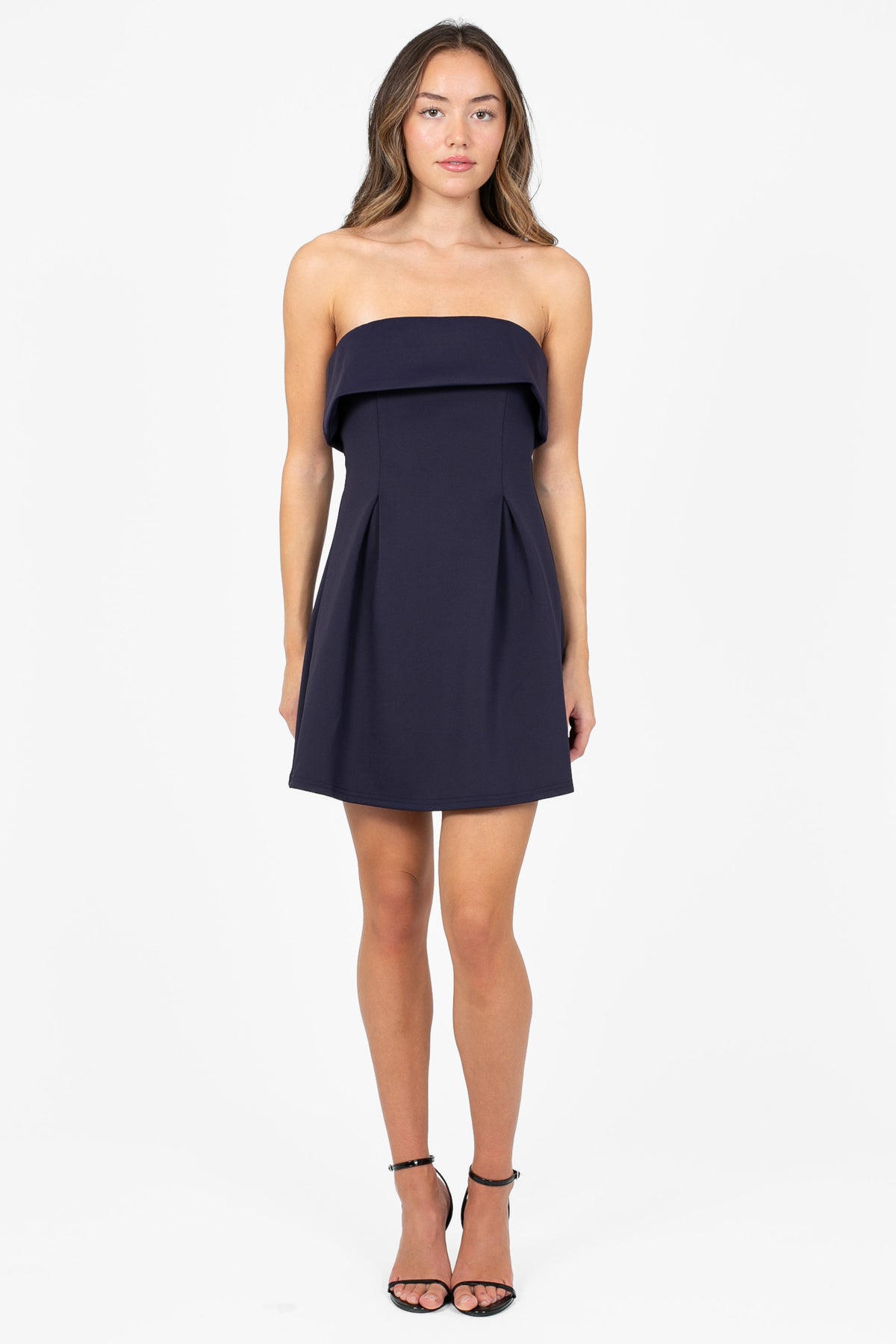 Giselle Strapless Pleated Mini Dress - honey