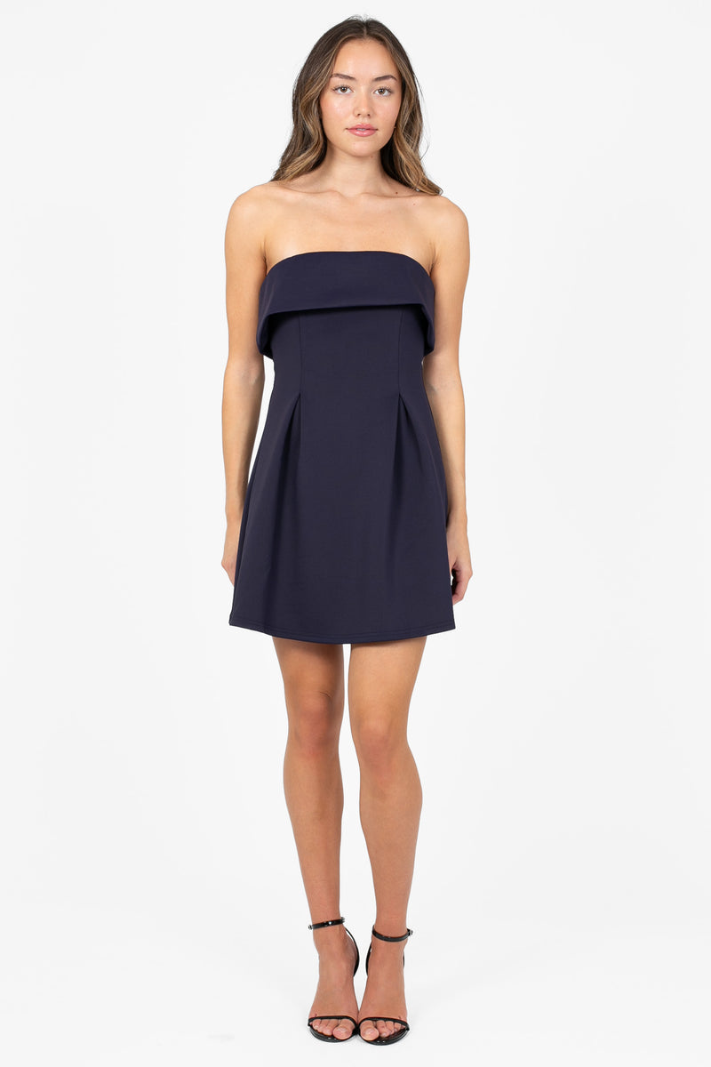 Giselle Strapless Pleated Mini Dress - honey