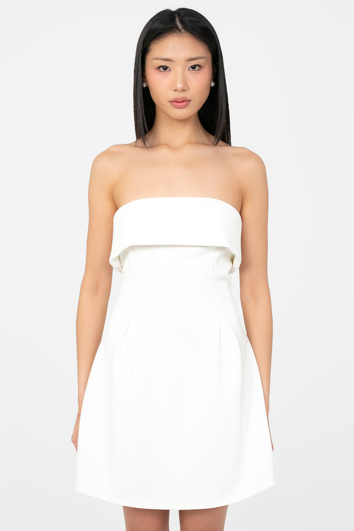 Giselle Strapless Pleated Mini Dress - honey