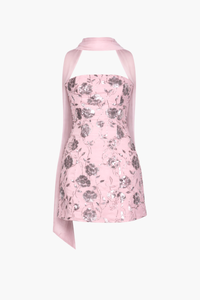 Camille Floral Embellished Mini Dress - honey