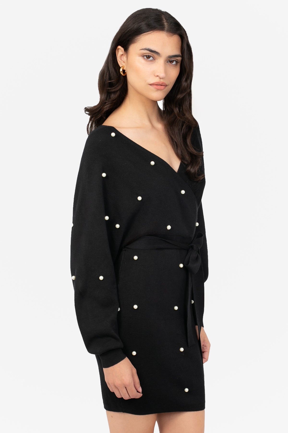 Noa Pearl Embellished Sweater Dress