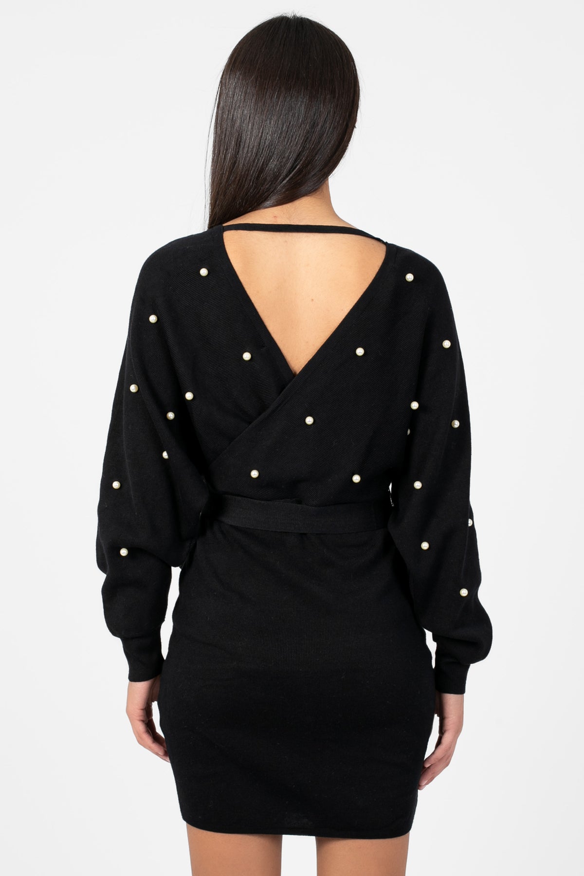 Noa Pearl Embellished Sweater Dress - honey