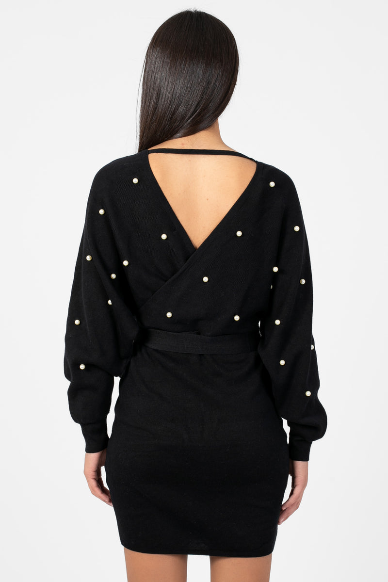 Noa Pearl Embellished Sweater Dress - honey